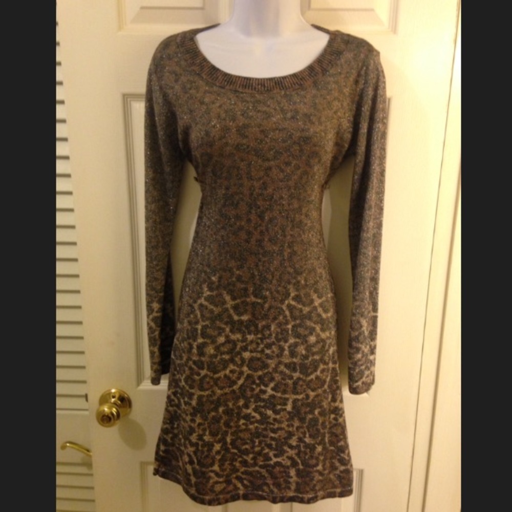 Gray tone, leopard print dress.